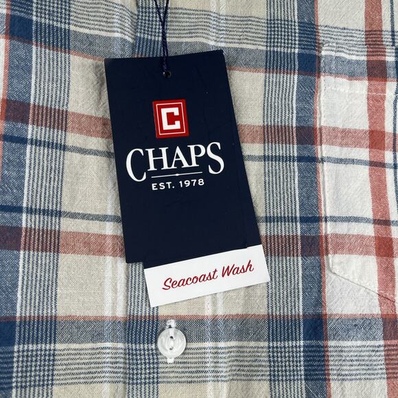 Chaps Seacoast Wash Shirt Large Colorful Plaid Button Up Short Sleeve New NWT - Picture 2 of 10